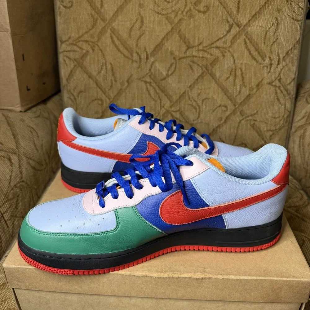 Nike Men's 14 Air Force 1 Low Blue Green Nike By You Custom Shoes DV3892-900